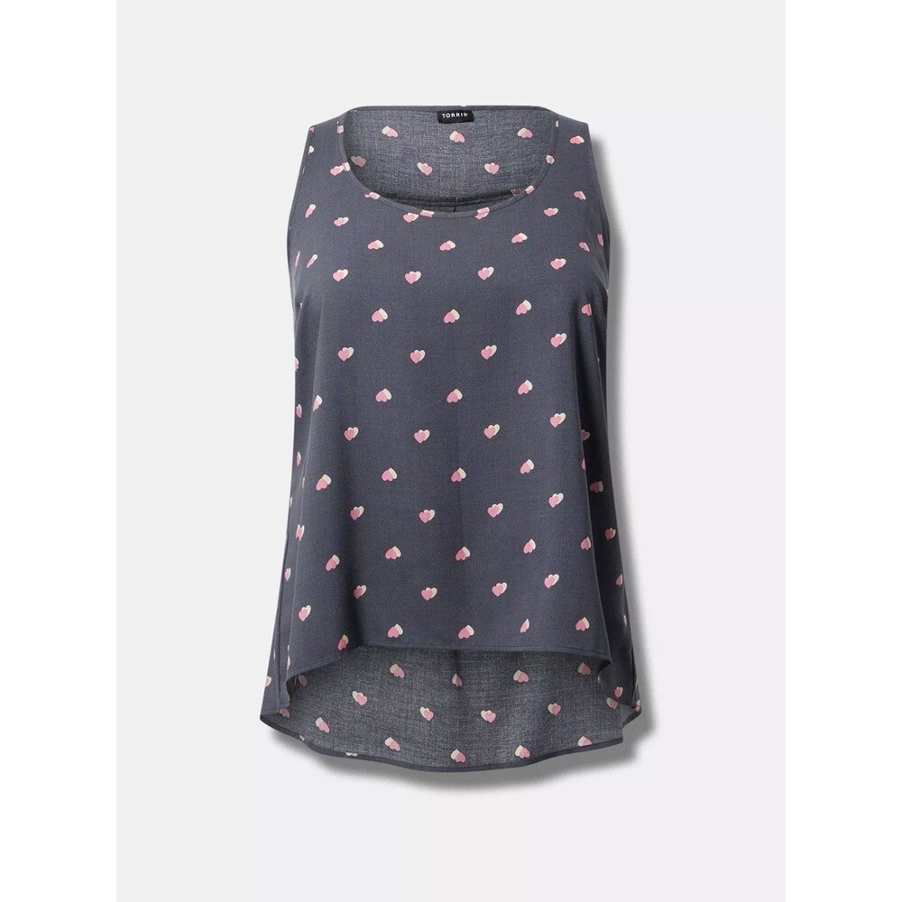 Torrid heart print tank, Washable Challis Tank top Hi low style Size 3x 3 NWT BF